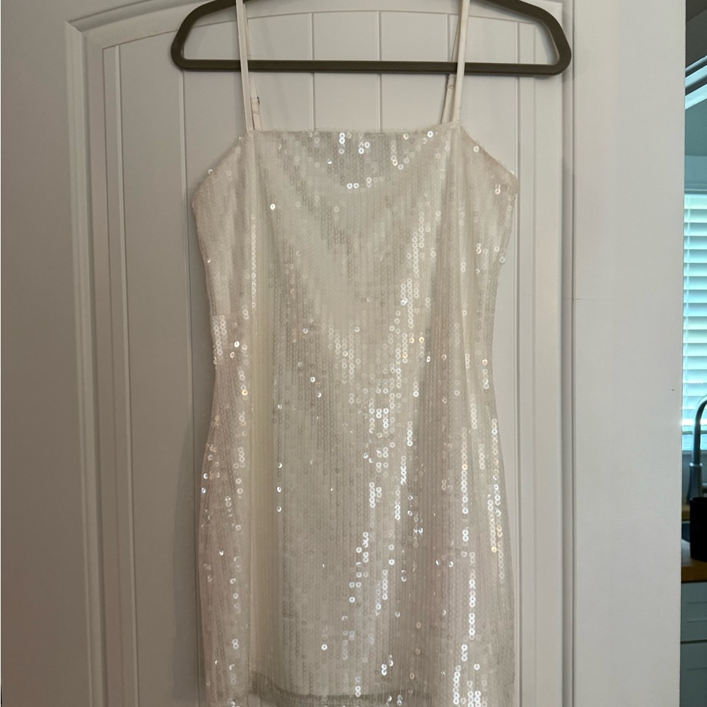12th Tribe White Sequin Mini Dress - Picture 2 of 3